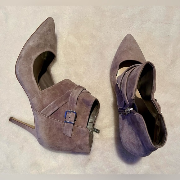 Taupe Suede Heeled Boots - Picture 1 of 5
